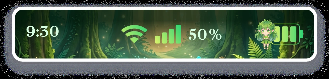 Charmoji status bar styled with the Anime heroes theme