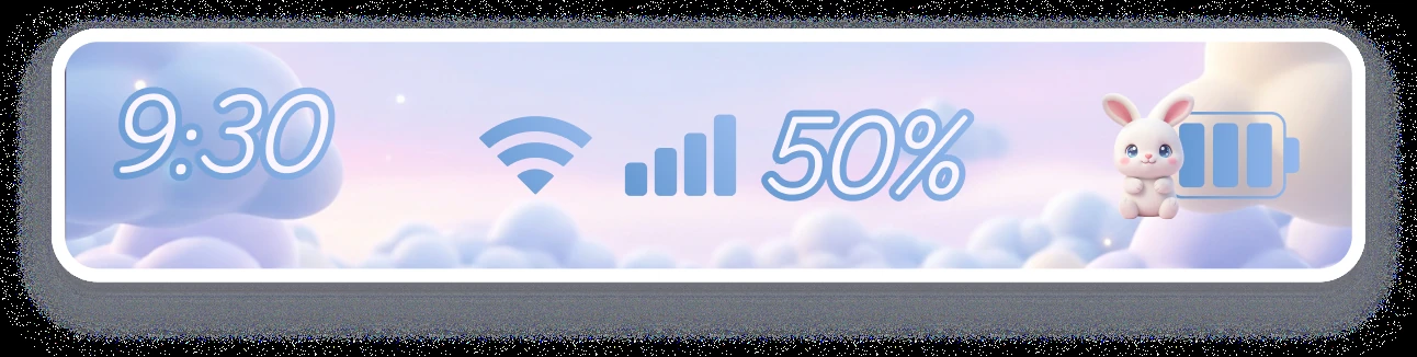 Charmoji status bar styled with the Cute & pastel theme