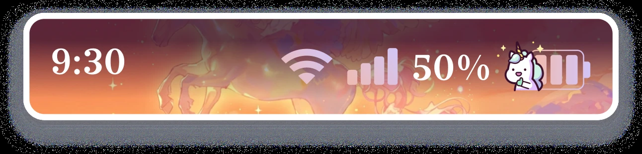 Charmoji status bar styled with the Gradient glow theme